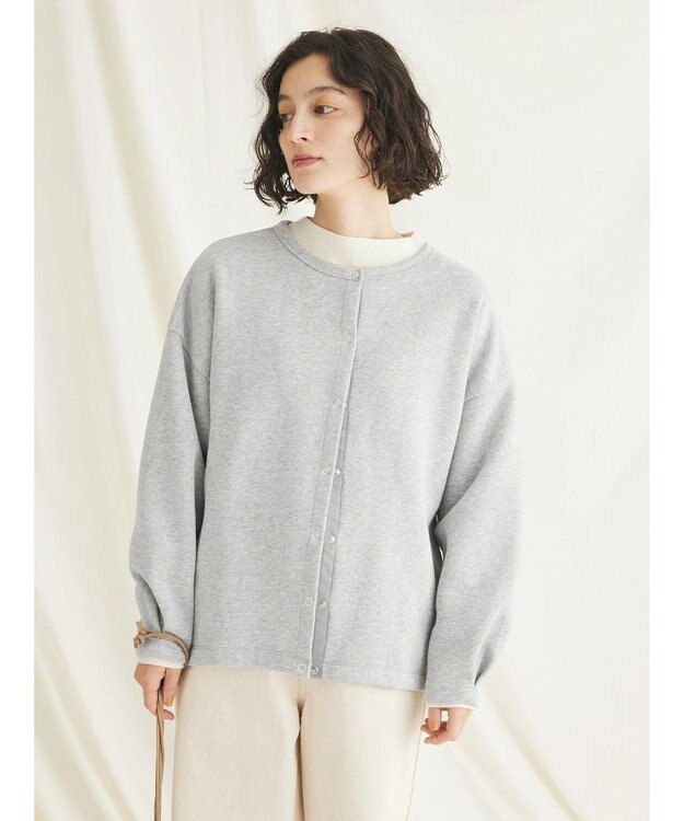 CRAFT STANDARD BOUTIQUE 裏起毛リングドットカーディガン Gray Mixture