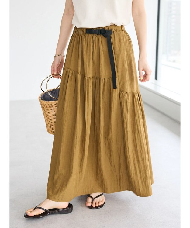 CRAFT STANDARD BOUTIQUE ガチャベルトティアードスカート Brown