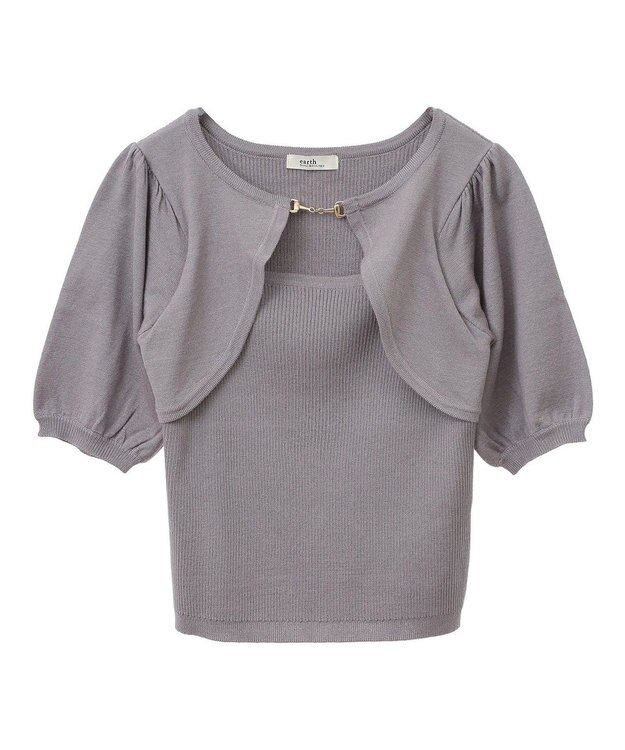 earth music&ecology ビット付きニットプルオーバー Gray