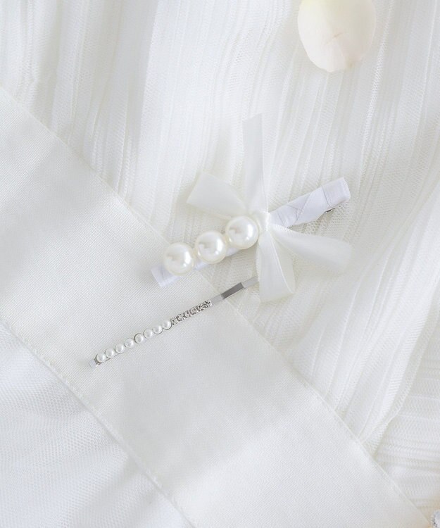 Maison de FLEUR パールサテンリボン２セットピン White