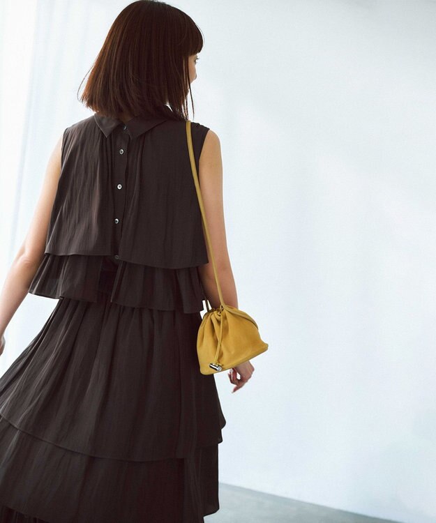 組曲 S 【入江未悠さんコラボ】ギャザーライトデシンティアード ブラウス チョコレートブラウン系