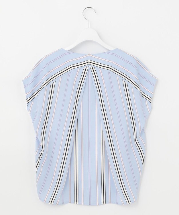 自由区 L 【WEB限定】ランダムストライプ セットアップワンピース サックスブルー系1