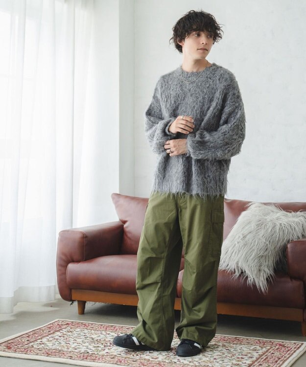 WEGO ブラッシュニットBIGプルオーバー ダークグレー