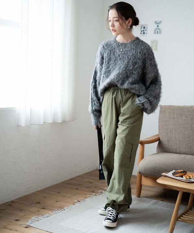 WEGO ブラッシュニットBIGプルオーバー ダークグレー