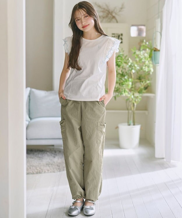 組曲 KIDS 【150-160㎝】 撥水カーゴパンツ カーキ