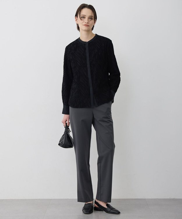 ICB L カットジャガードジャージー デザイントップス ブラック