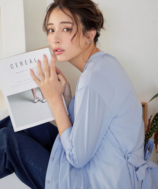 Tiaclasse L 【3way】ピンタックシャツワンピース サックス