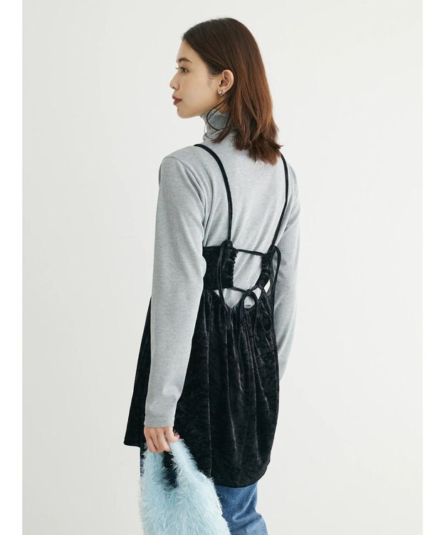 Green Parks ・ＥＬＥＮＣＡＲＥ　ＤＵＥクラッシュベロアキャミチュニック Black