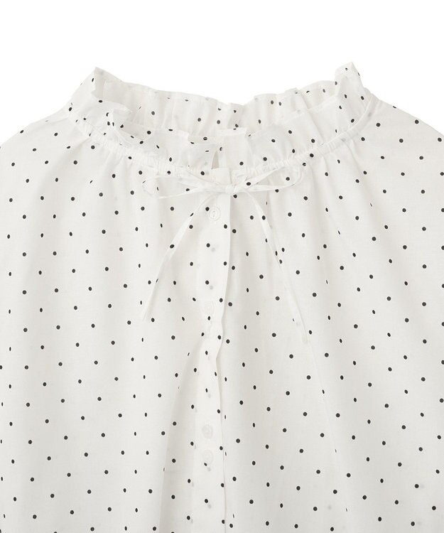 earth music&ecology 【イージーケア】TRキュプラダブルボタンフリルシャツ Dot