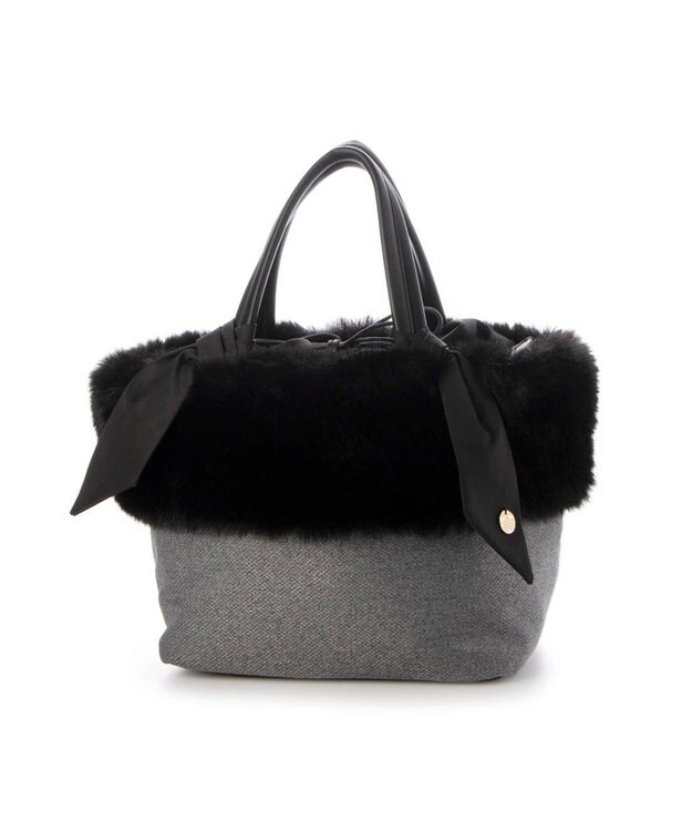 UNBILLION カシュカシュ cachecache / エコファーコンビリボントートバッグ ブラック