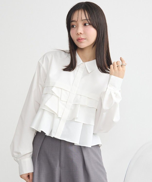 earth music&ecology ティアードショートシャツ Off White