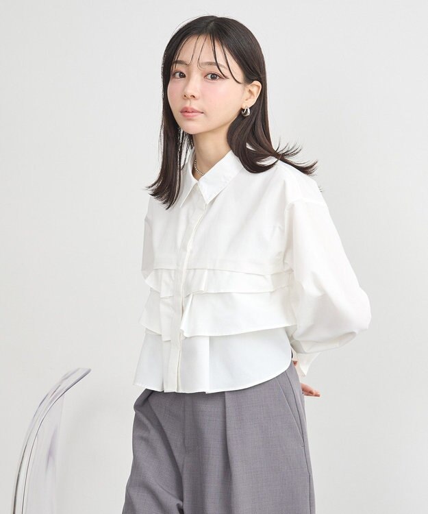 earth music&ecology ティアードショートシャツ Off White