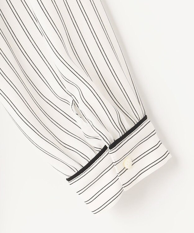 J.PRESS LADIES 【洗える】 バックサテンランダムストライプ バンドカラー ブラウス ホワイト系1