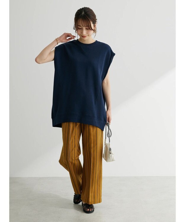 Green Parks ・Ｄｏｕｂｌｅ　Ｆｌａｇｓ　ウラケノースリーブスウェット Navy