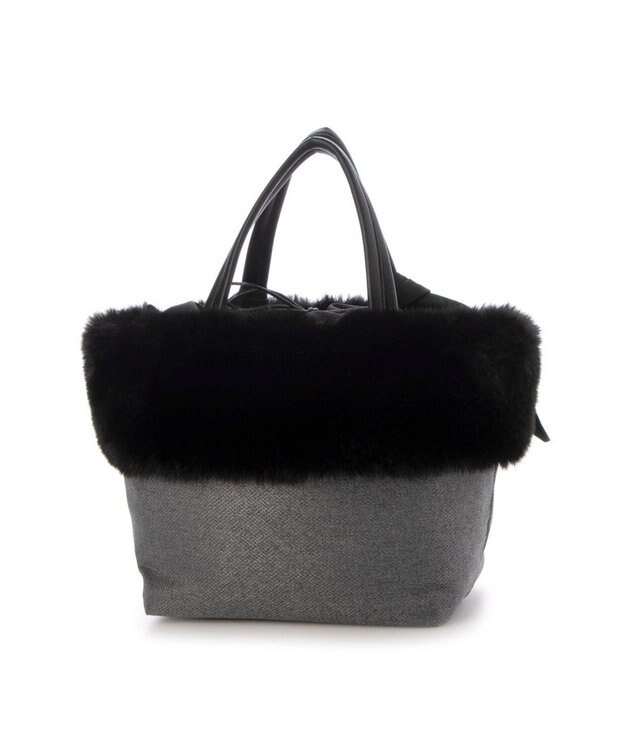 UNBILLION カシュカシュ cachecache / エコファーコンビリボントートバッグ ブラック