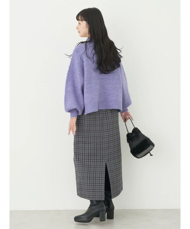 earth music&ecology チェックナロースカート Check Gray