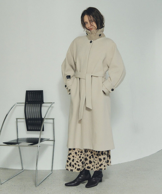 YECCA VECCA ウール混ステンカラーロングコート Light Beige