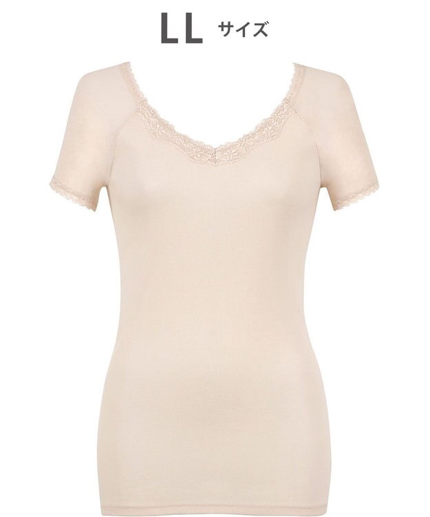 Wing インナー　【綿100％ シャリ感タイプ】　身生地部綿100％　ひんやりタッチ　３分袖　ウイング／ワコール　EL6361 ベージュ