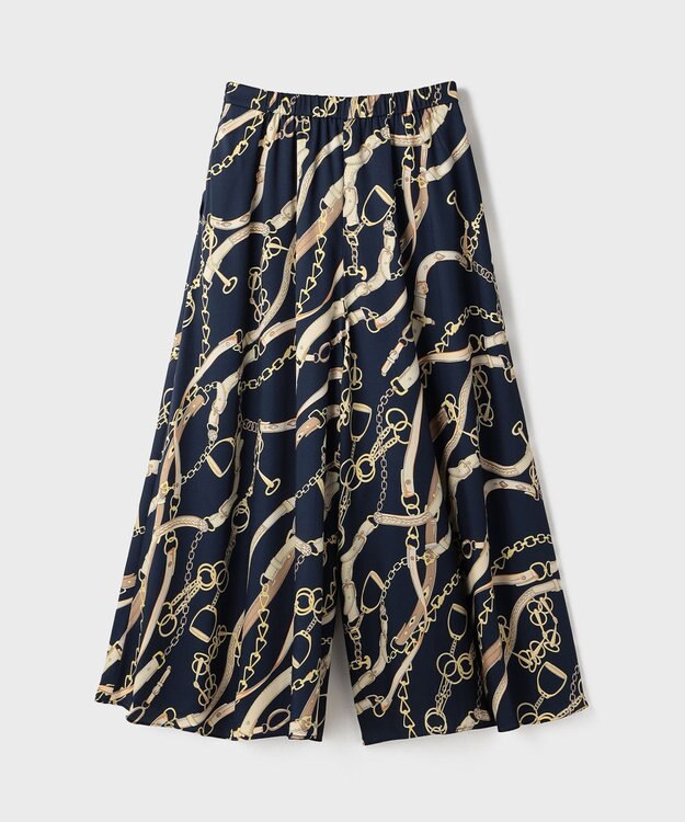 GRACE CONTINENTAL チェーンプリントタックキュロット ネイビー