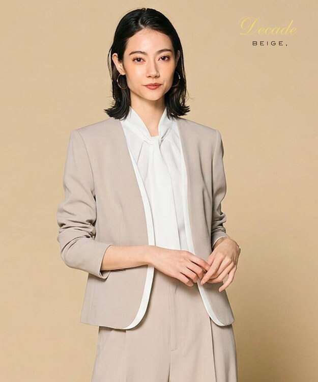 BEIGE， 【セットアップ対応】CINDY / ダブルカラージャケット Taupe x White