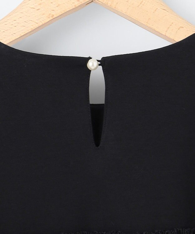 組曲 S プリーツコンビ5分袖 カットソー ブラック系