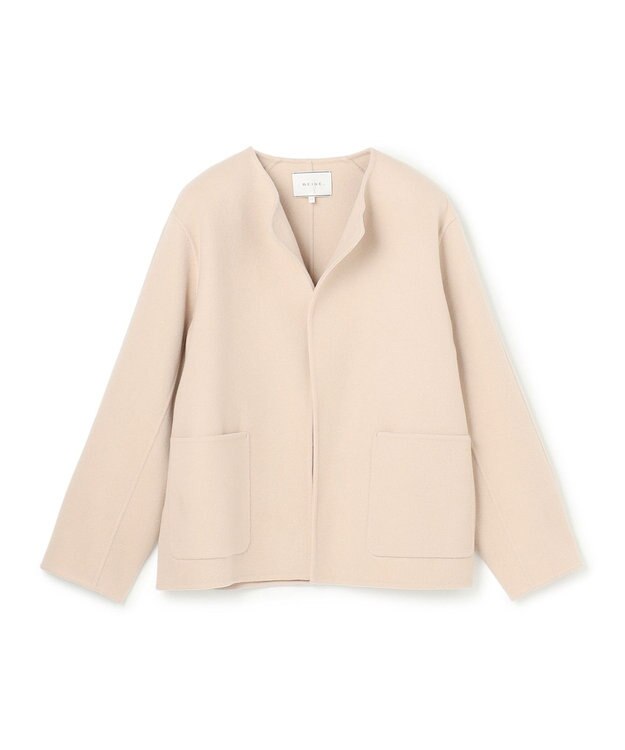 BEIGE， 【WEB限定】PAYSON / ウールリバーノーカラーショートコート Taupe