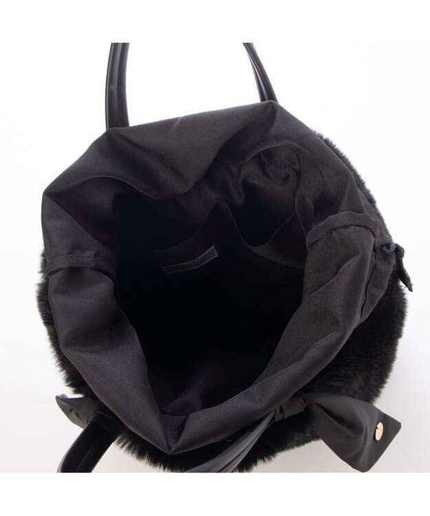 UNBILLION カシュカシュ cachecache / エコファーコンビリボントートバッグ ブラック