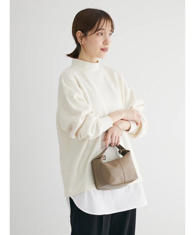 Green Parks 裏起毛ドッキングチュニック Off White