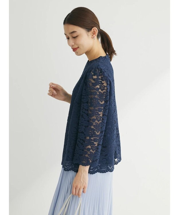 Green Parks ｅｆ－ｄｅ　レースクルーネックブラウス Dark Navy