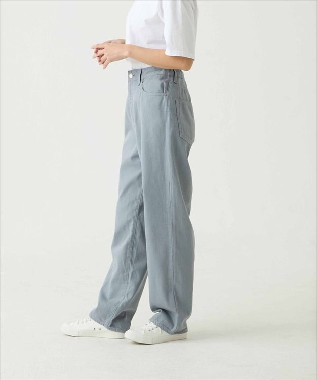 caqu color linen ankle boys アンクル丈ボーイフィットリネンデニム saxe