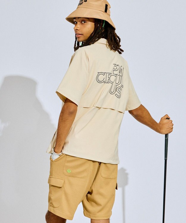 PW CIRCULUS 【撥水加工/ ストレッチ】【MEN】ハーフジップシャツ ゴルフ アイボリー系