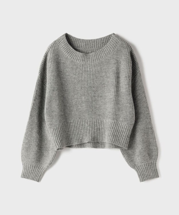 GRACE CONTINENTAL サテンレースニットワンピース グレー