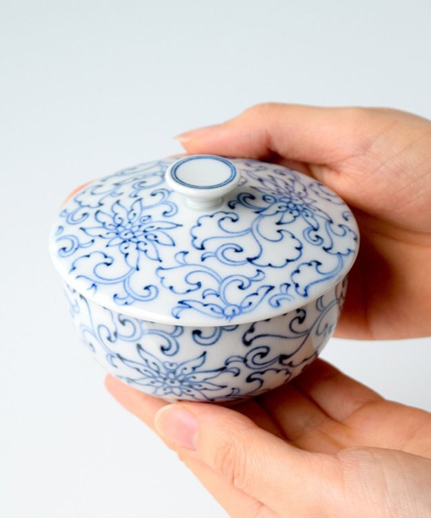 たち吉 【たち吉】京唐草お茶呑茶碗〈５客〉瀬戸焼 ホワイト×ブルー