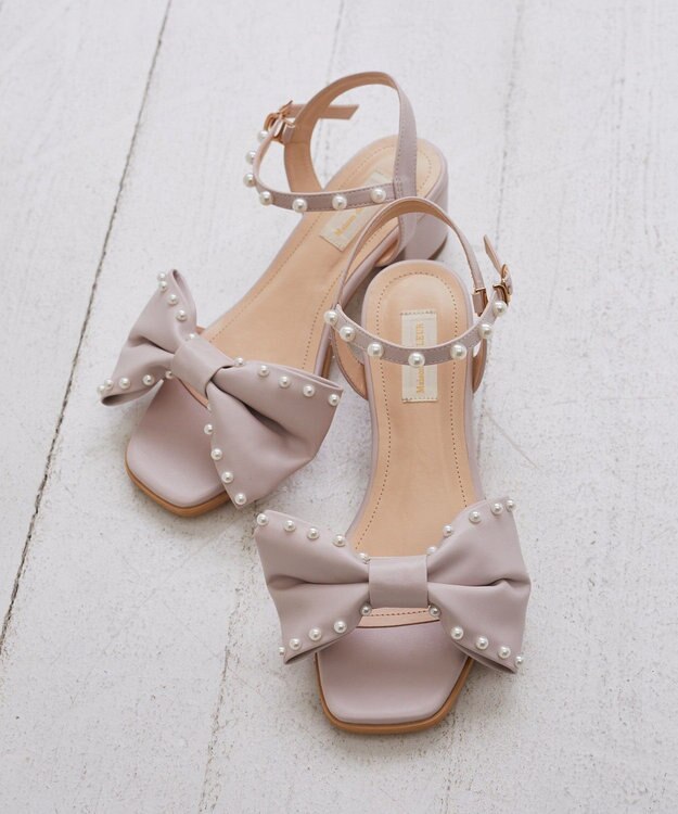 Maison de FLEUR パールリボンサンダル Pink