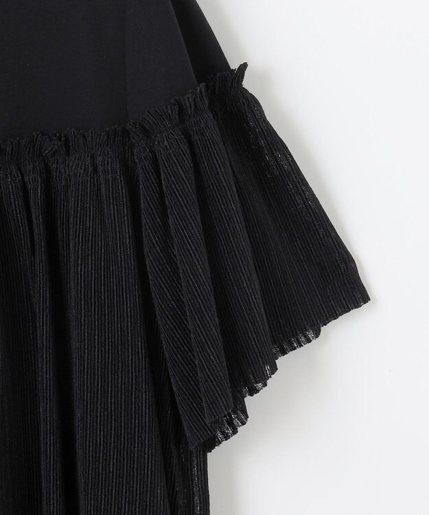 組曲 S プリーツコンビ5分袖 カットソー ブラック系