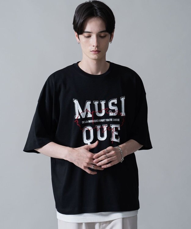 WEGO オフステッチグラフィックT（SS） ブラック