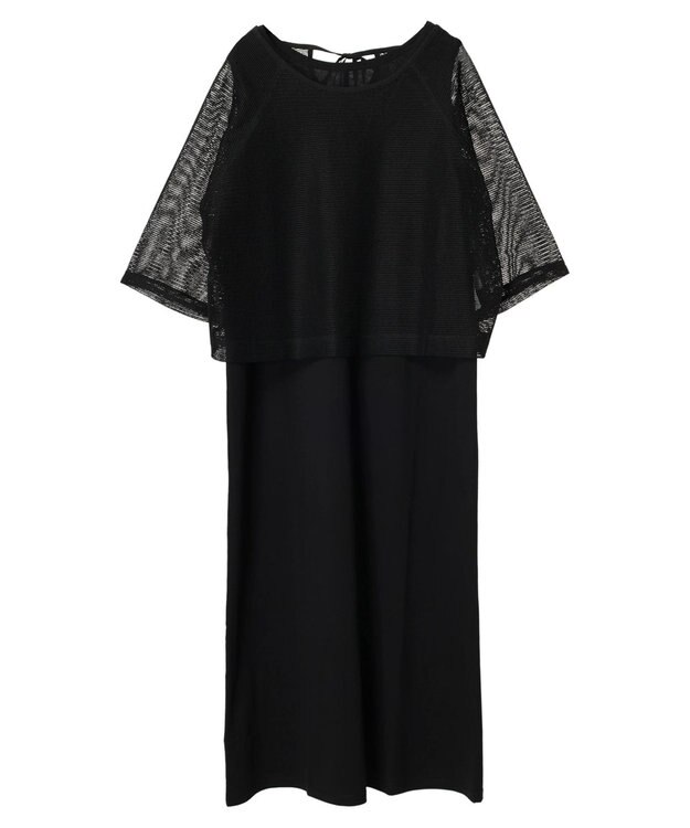 Green Parks ＳＥＴ２点　メッシュ＋ノースリーブワンピース Black