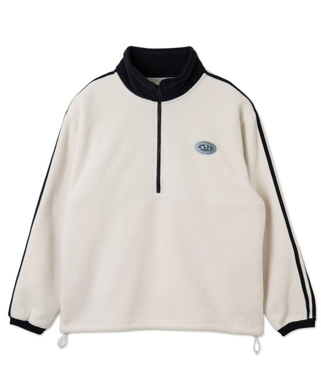 WEGO フリース　ワンポイントハーフZIPプルオーバー オフホワイト