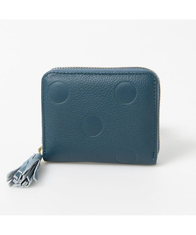 UNBILLION ペルケ perche / ドット型押し・ジャバラカードウォレット ブルー