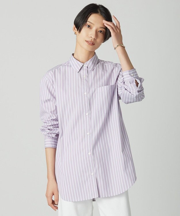 J.PRESS LADIES S エステネージュストライプ シャツ ブラウス ラベンダーストライプ系