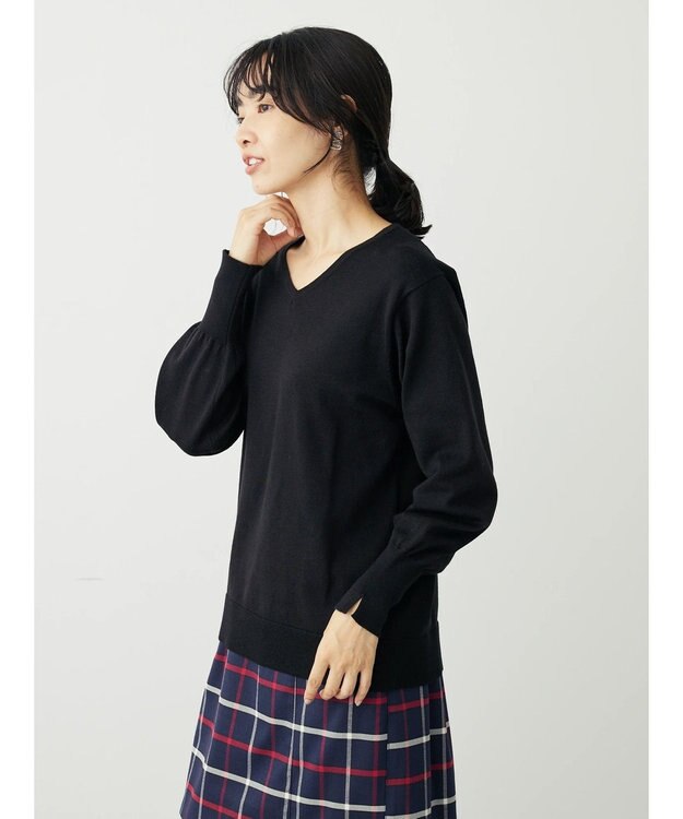 Green Parks アルガンオイル配合　Ｖネックプルオーバー Black