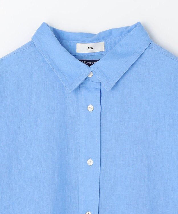 ANY ヨーロピアンリネンハーフスリーブシャツ ブルー