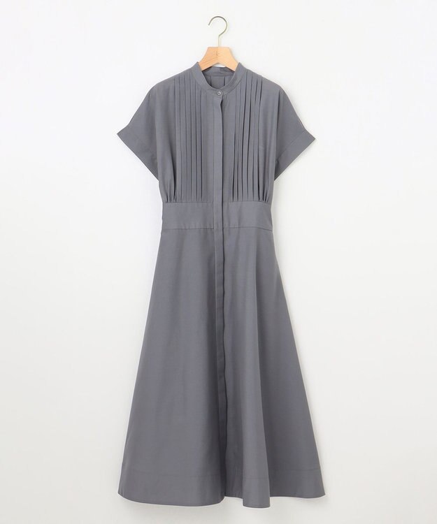 組曲 S 【洗える・ドライタッチ】シアーボイルフロントタック ワンピース グレー系