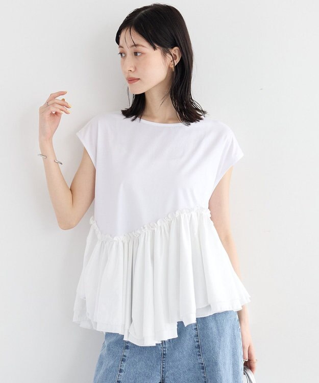 YECCA VECCA アシメペプラムカットソー Off White