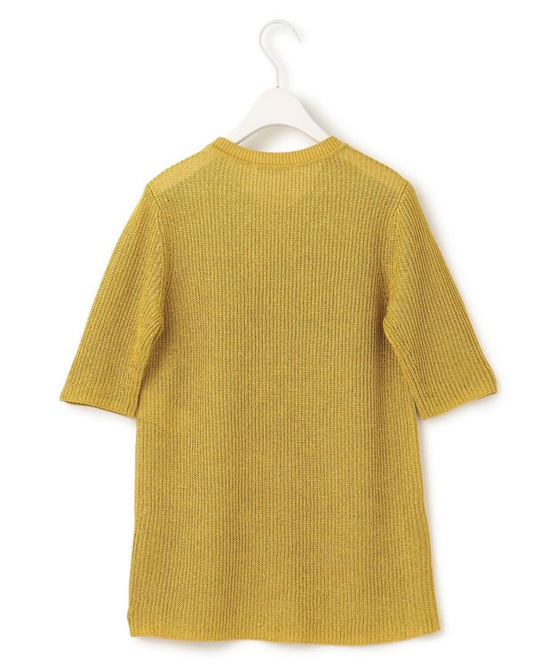 ICB 【WEB限定カラーあり・洗える】 ペーパーブレンドシャインニット 5分袖プルオーバー イエロー系