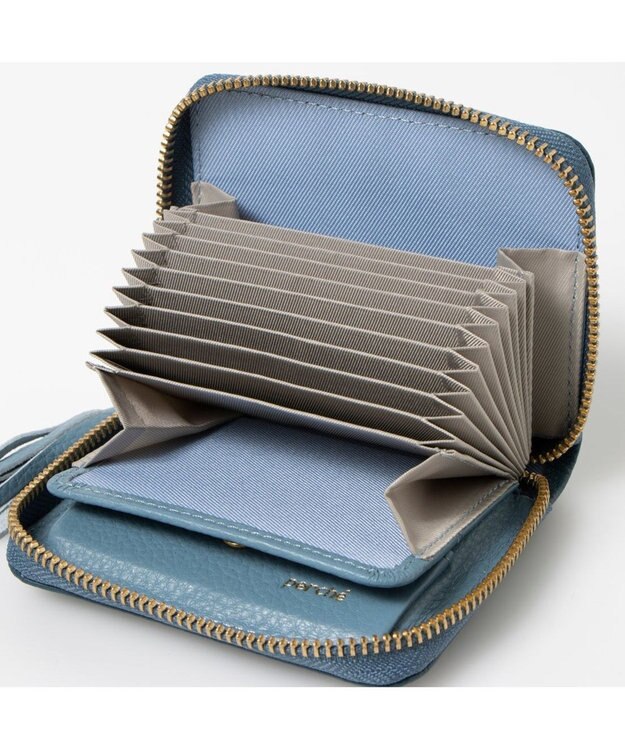 UNBILLION ペルケ perche / ドット型押し・ジャバラカードウォレット ブルー