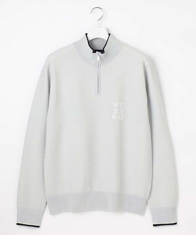 23区GOLF 【MEN】【ウォッシャブル】ハーフジップニットプルオーバー ライトグレー系