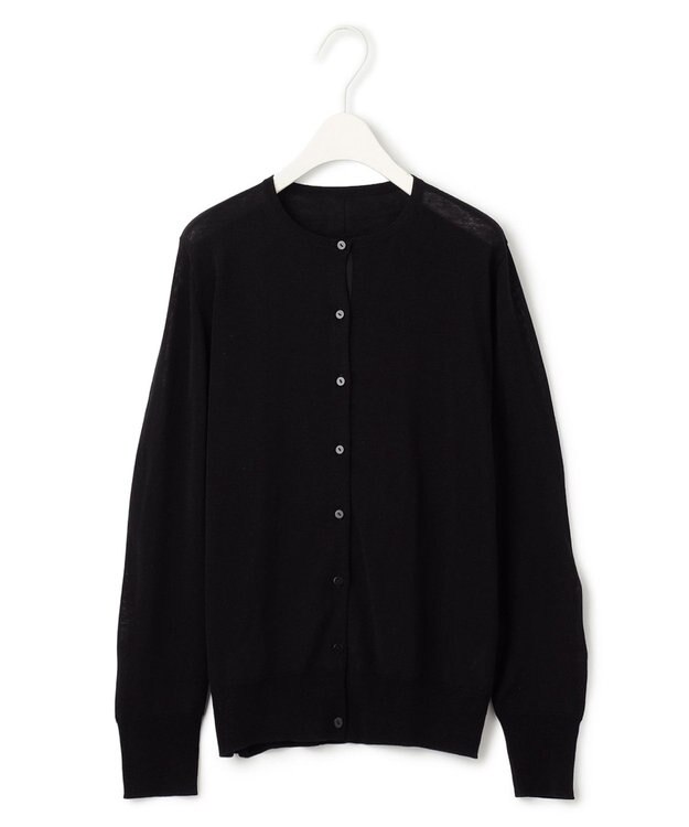 ICB 【洗える】 ウールアセテートハイゲージ カーディガン ブラック系