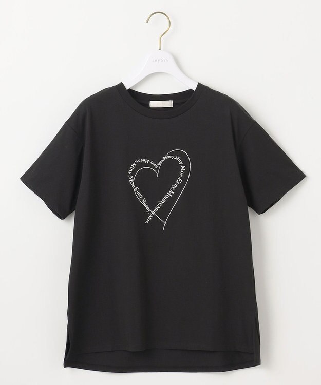 ANY SIS 【洗える】アソートロゴ Tシャツ ハートブラック