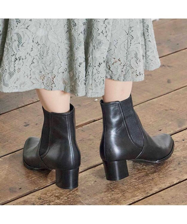 MODE ET JACOMO <MODE ET JACOMO>サイドゴアレザーショートブーツ ブラック